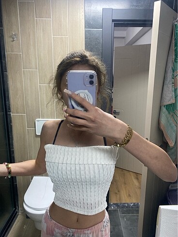 l Beden beyaz Renk Kolsuz Crop