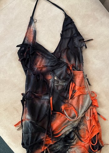 Kadın Siyah Halter Yaka Strappy Elbise