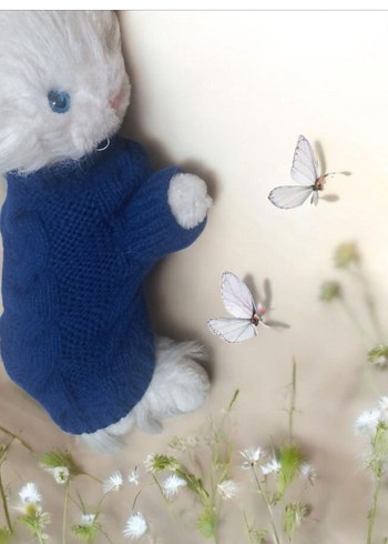 Beyaz Örgü Kedi Kıyafeti - Görsel 2