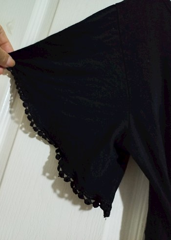 Diğer Siyah V Yakalı Midi Gotik Elbise