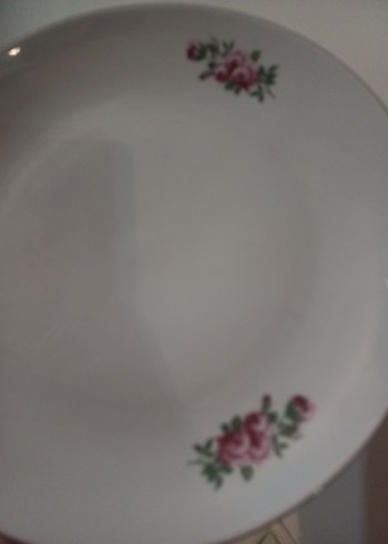 Bej Çiçek Desenli Porselen Tabak...2 servis tabağı. - Görsel 4