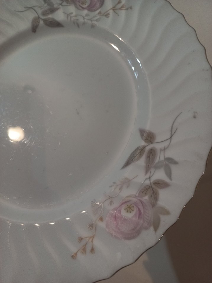 Bej Çiçek Desenli Porselen Tabak...2 servis tabağı. - Görsel 2