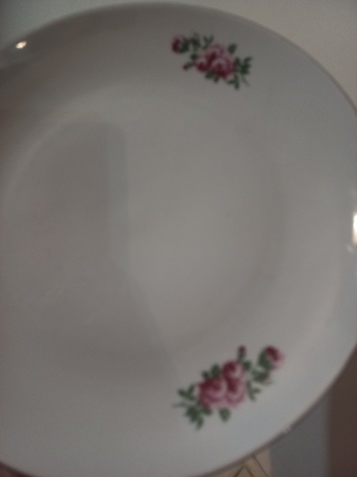 Bej Çiçek Desenli Porselen Tabak...2 servis tabağı. - Görsel 4