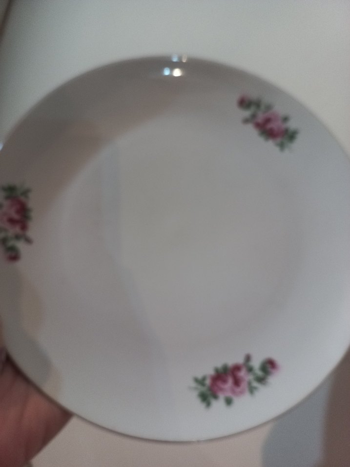 Bej Çiçek Desenli Porselen Tabak...2 servis tabağı. - Görsel 3