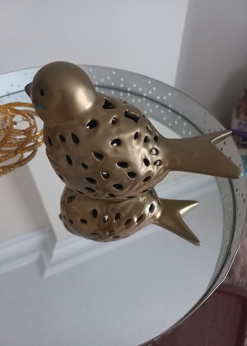 Altın Renkli Dekoratif Kuş Biblosu - Görsel 3