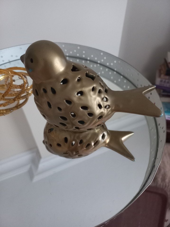 Altın Renkli Dekoratif Kuş Biblosu - Görsel 3