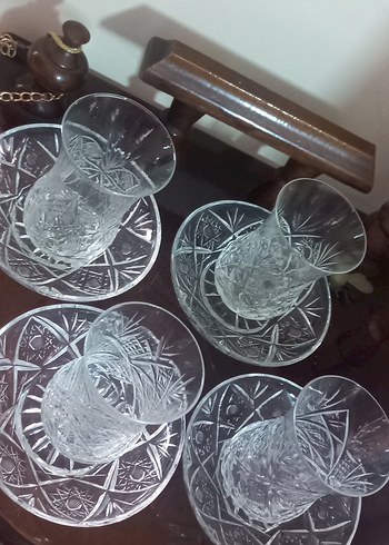 2'li İşlemeli Çay Bardağı ve Tabağı Seti - Görsel 2