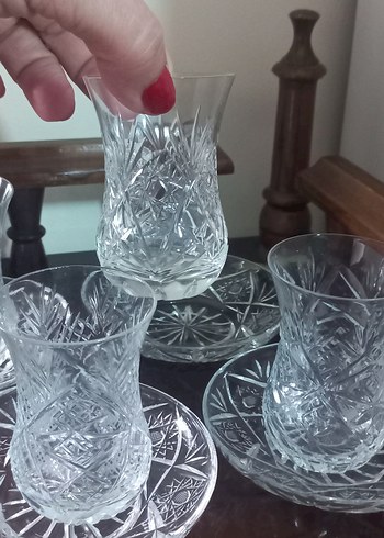 2'li İşlemeli Çay Bardağı ve Tabağı Seti - Görsel 3