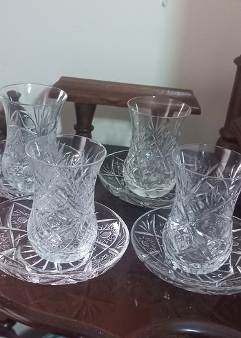 2'li İşlemeli Çay Bardağı ve Tabağı Seti - Görsel 4