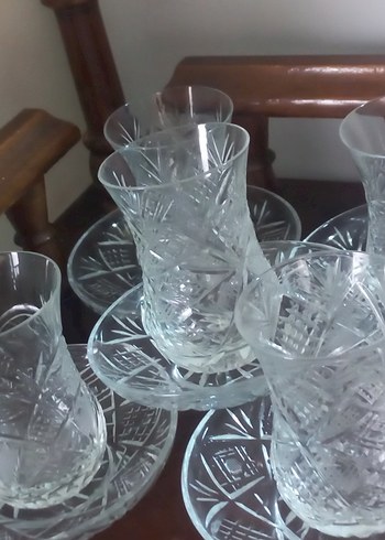 2'li İşlemeli Çay Bardağı ve Tabağı Seti - Görsel 6