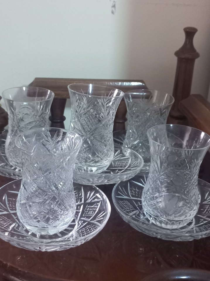 2'li İşlemeli Çay Bardağı ve Tabağı Seti - Görsel 5