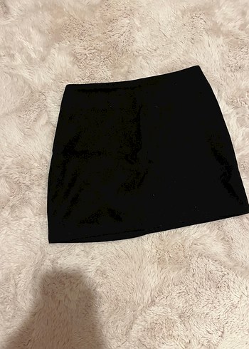 Siyah kaşe kumaş Mini Etek
