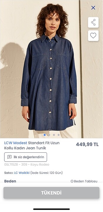 m Beden lacivert Renk Kot tunik