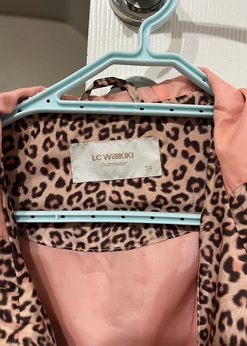 Kızlar için Leopar Desenli Pembe Yağmurluk - Görsel 2