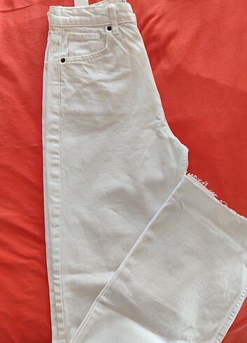 Beyaz wide leg jean