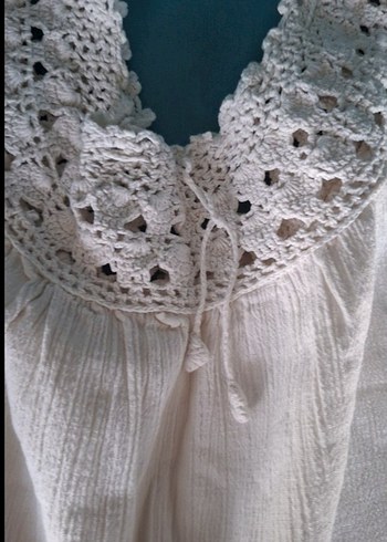 Vintage Love Dantel Detaylı Bohem Kolsuz Beyaz Bluz
