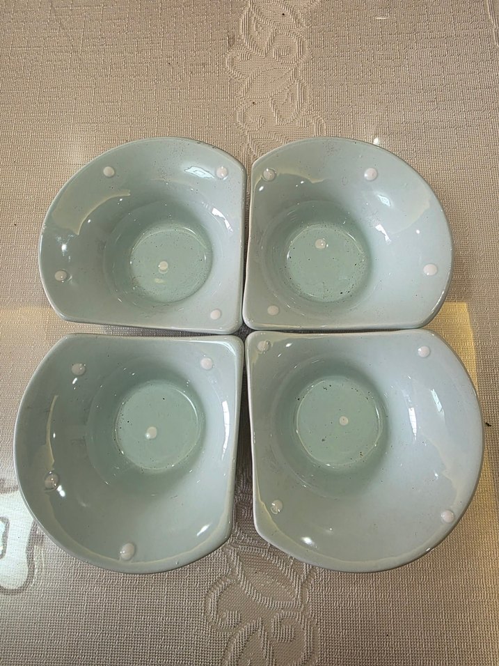 Pastel Puantiyeli 4 lü Seramik Servis Seti.Çerezlik,kahvaltılık - Görsel 2