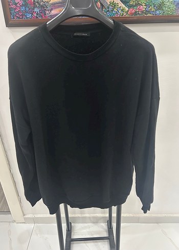 Diğer Siyah Bisiklet Yaka Rahat Sweatshirt
