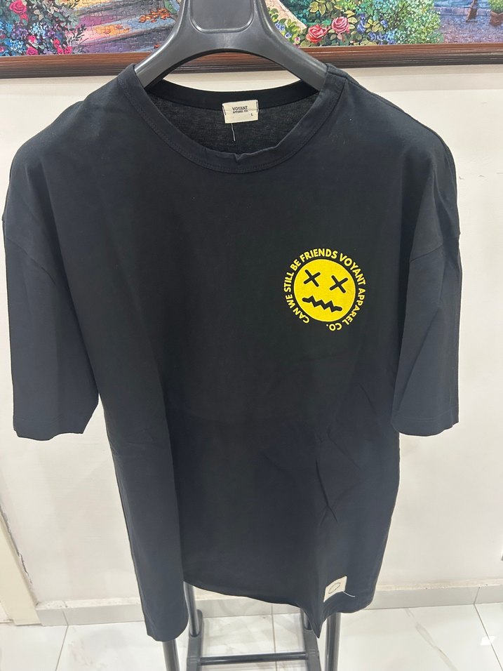 Siyah Oversize Bisiklet Yaka Tişört — görsel 2/4