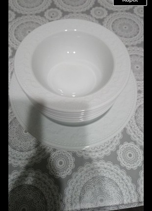 Beden beyaz Renk 6parça yemek tabağı ve çorba tabağı kütahya porselen 