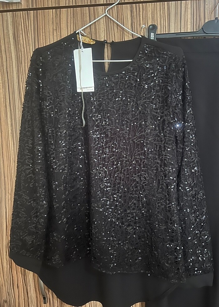 Paletli bluz etek takım . - Görsel 2