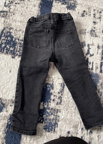 24-36 Ay Beden Düğmeli Gri Tie-Dye Denim Kadın Pantolon