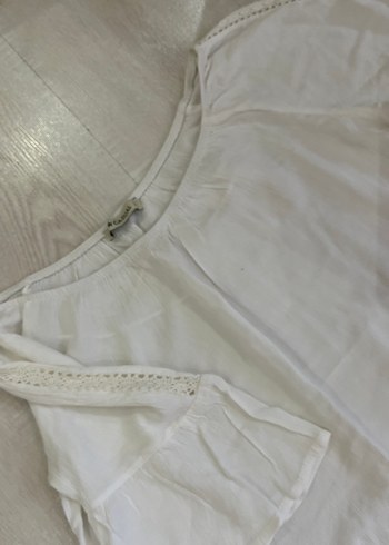 Kadın Beyaz Keten Renkli Bluz - Görsel 2