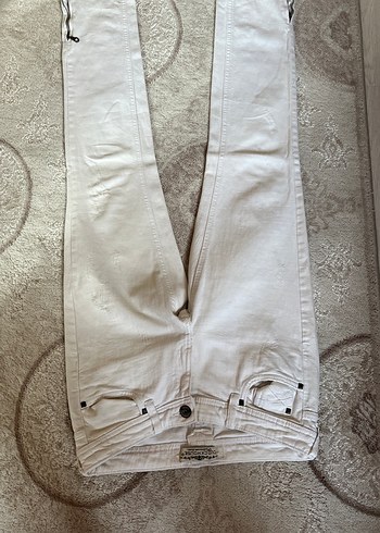 Düğmeli Beyaz Kadın Boyfriend kot Pantolon - Görsel 2