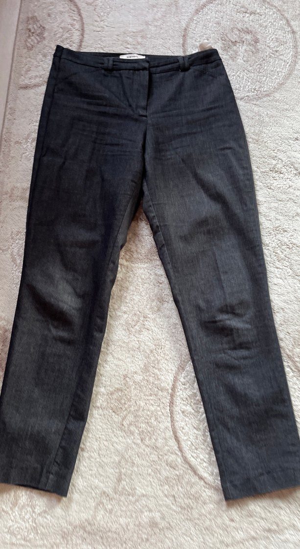 Gri Düğmeli Kadın Denim Pantolon - Görsel 2