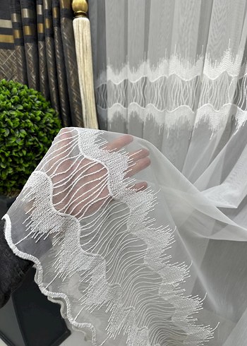 Bohem Beyaz İşlemeli Tül Perde - Görsel 2