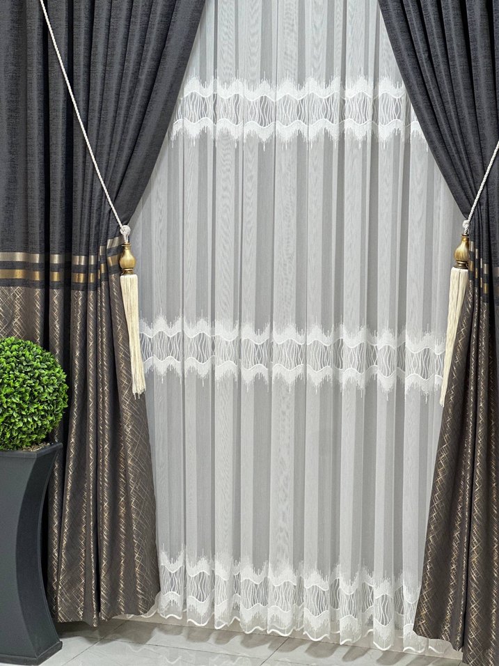 Bohem Beyaz İşlemeli Tül Perde - Görsel 4