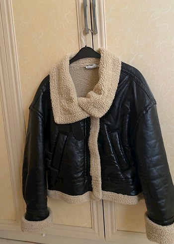Siyah Deri Kürklü Kadın Ceket - Görsel 2