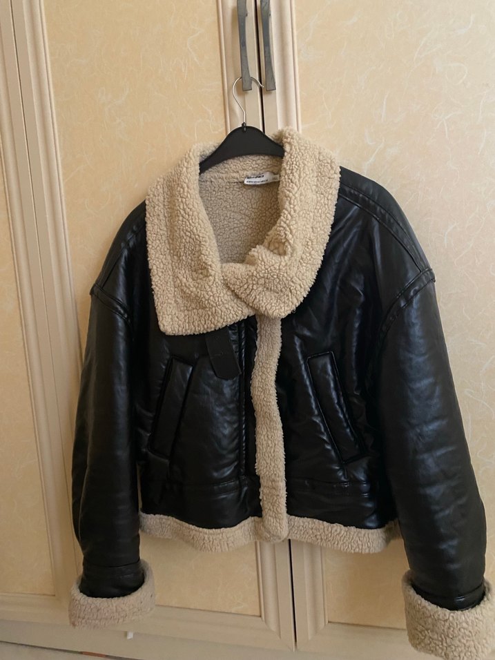 Siyah Deri Kürklü Kadın Ceket - Görsel 2