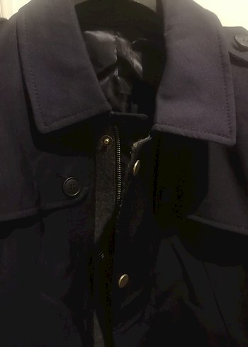 Düğmeli ve fermuarlı Lacivert Erkek Midi pardüsü - Görsel 3