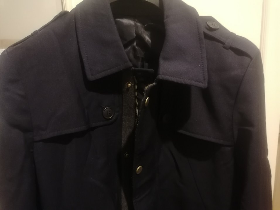 Düğmeli ve fermuarlı Lacivert Erkek Midi pardüsü - Görsel 3