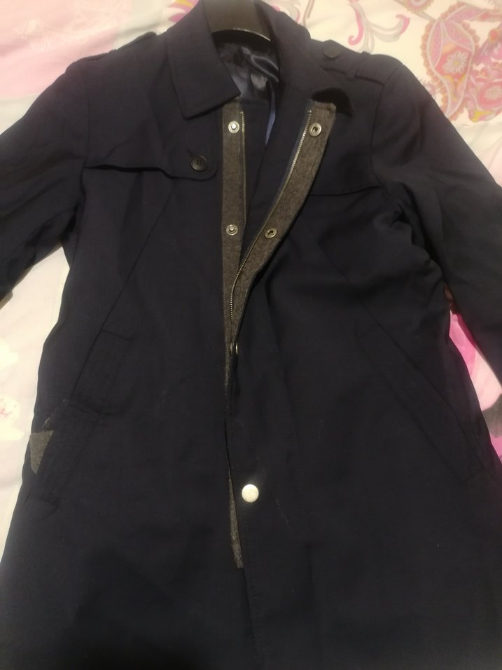 Düğmeli ve fermuarlı Lacivert Erkek Midi pardüsü - Görsel 5