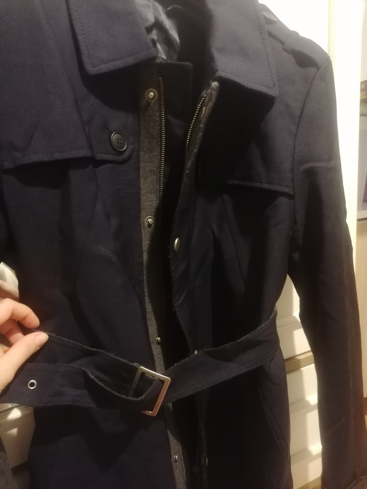 Düğmeli ve fermuarlı Lacivert Erkek Midi pardüsü - Görsel 2