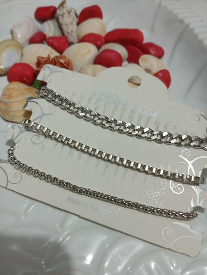 Gri Zincir Detaylı Kadın kombin bileklik - Görsel 2