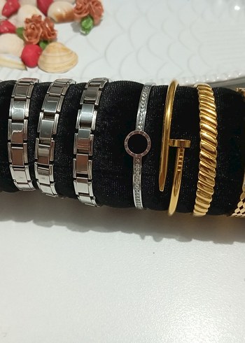 Altın Renk çivi çelik Kadın Bileklik - Görsel 5