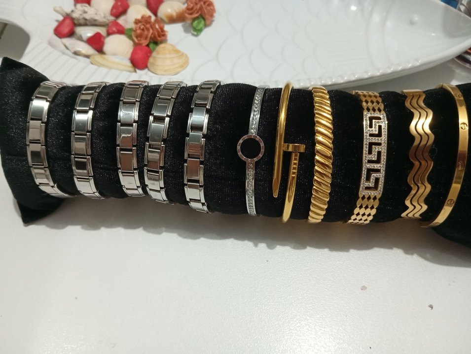 Altın Renk çivi çelik Kadın Bileklik - Görsel 5