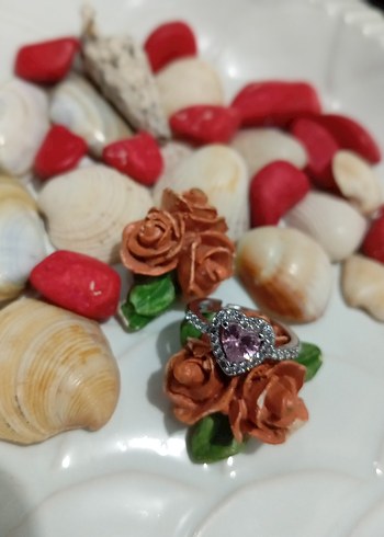 swarovski Pembe Kalp Pandora Taşlı Kadın Yüzük
