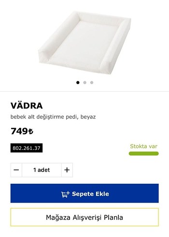 Ikea Beyaz Bebek Alt Açma Minderi