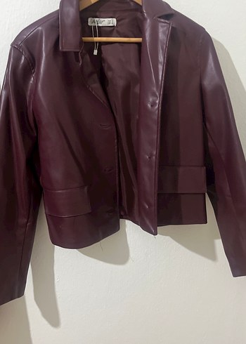 Bordo Deri Kadın Ceket - Görsel 3