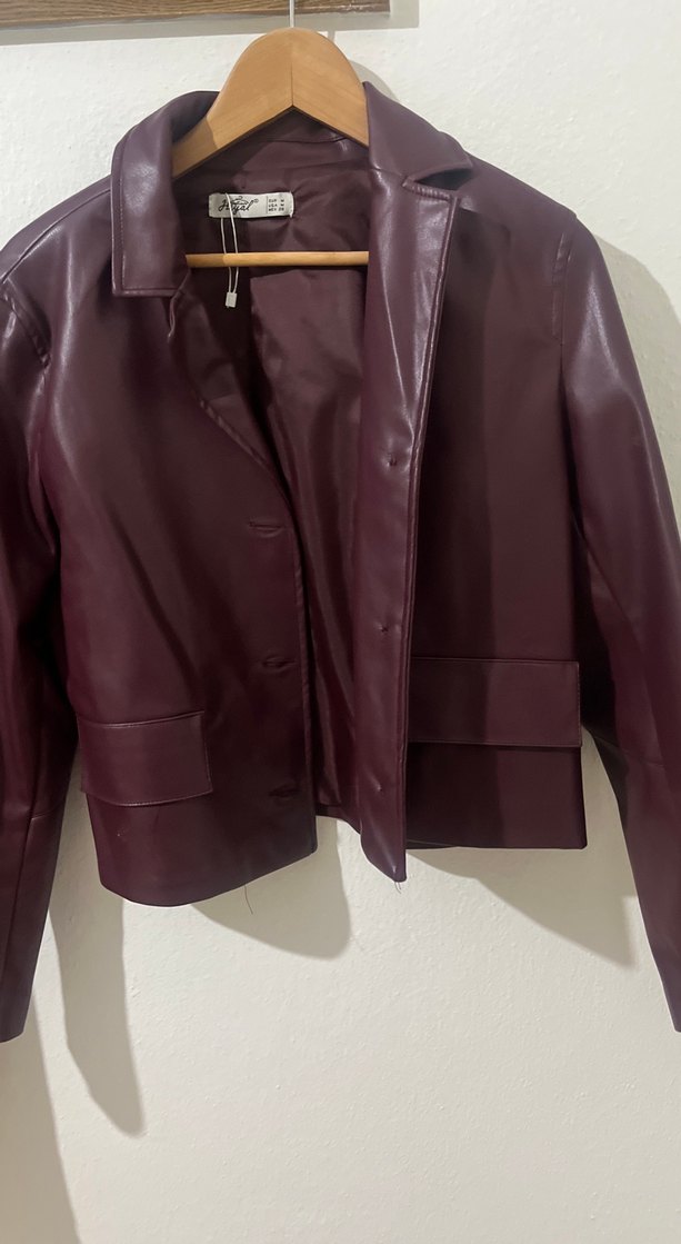 Bordo Deri Kadın Ceket - Görsel 2