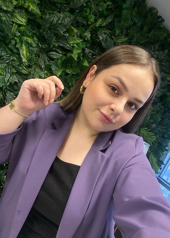 m Beden Kadın Mor Blazer Ceket