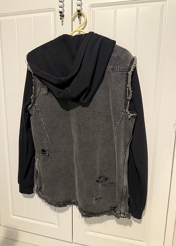 Erkek Siyah Gri Batik Desenli Denim Yelek - Görsel 7