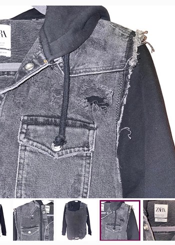 Erkek Siyah Gri Batik Desenli Denim Yelek - Görsel 2