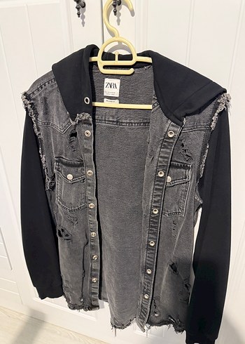 Erkek Siyah Gri Batik Desenli Denim Yelek - Görsel 3