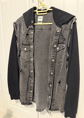 Erkek Siyah Gri Batik Desenli Denim Yelek - Görsel 6