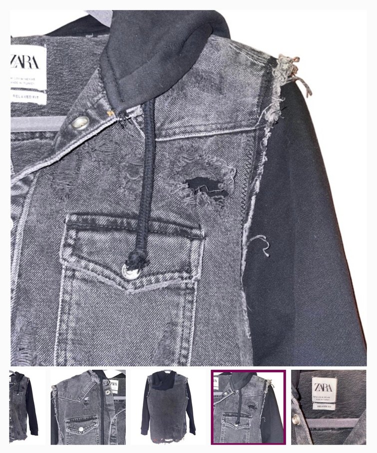 Erkek Siyah Gri Batik Desenli Denim Yelek - Görsel 2